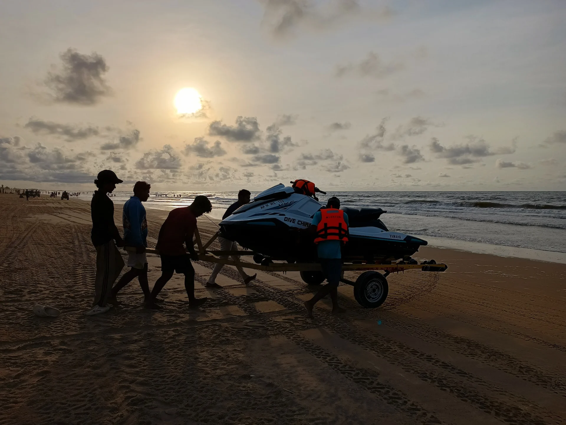 Jet Ski Bike getting ready in the morning at Ramapuram Beach